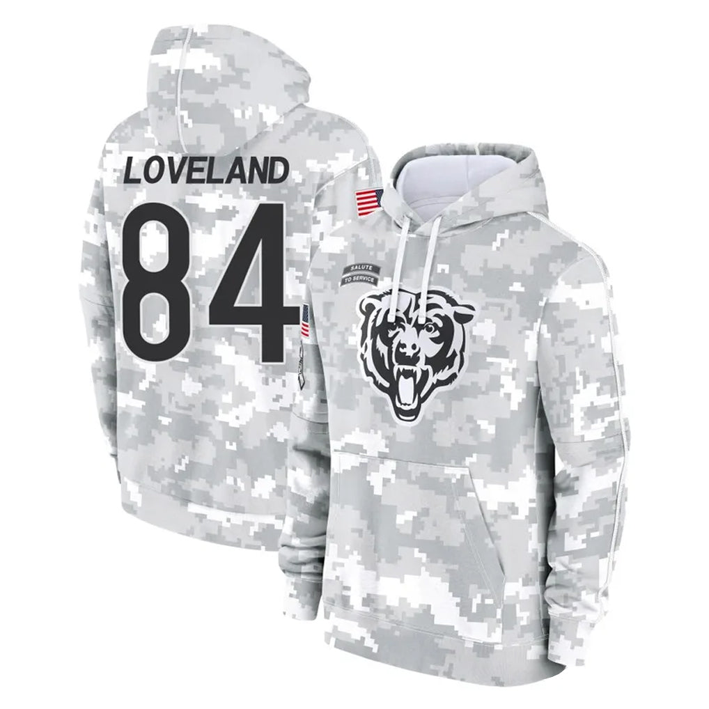 C.Bears #84 Colston Loveland Player Arctic Camo Salute to Service Pullover Hoodies Limited Edoa Stitched Jerseys