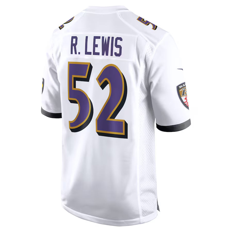 B.Ravens #52 Ray Lewis Player White Alternate Home Edoa Stitched Jerseys