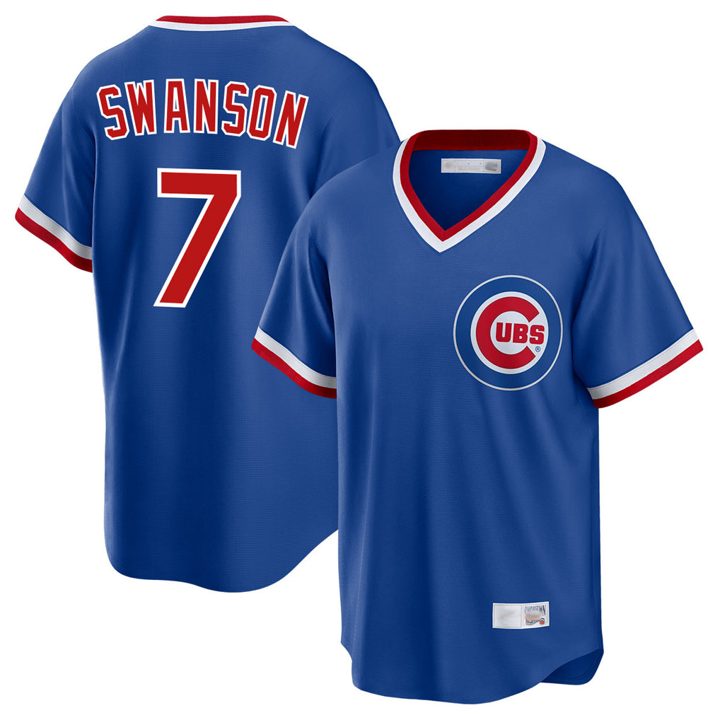 C.Cubs #7 Dansby Swanson Player Royal T-shirt Cooperstown Collection Limited Edoa Stitched Jerseys