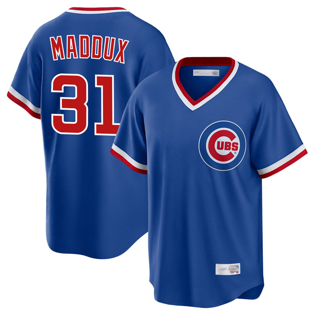 C.Cubs #31 Greg Maddux Player Royal T-shirt Cooperstown Collection Limited Edoa Stitched Jerseys