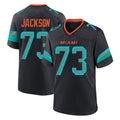 M.Dolphins #73 Austin Jackson Player Black Pitch Rivalries Collection Home Game Edoa Stitched Jerseys