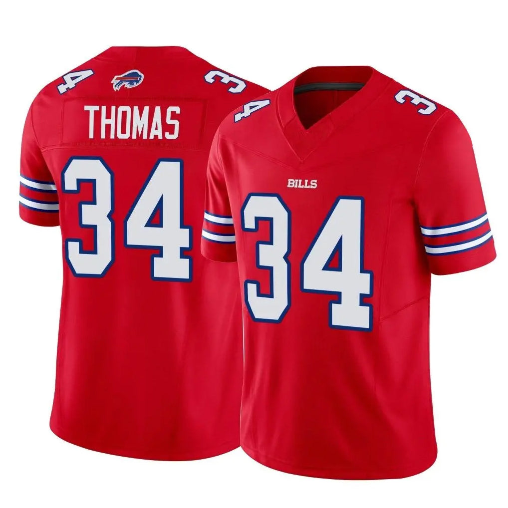 B.Bills #34 Thurman Thomas Player Red Vapor F.U.S.E. Limited Home Game Edoa Stitched Jerseys