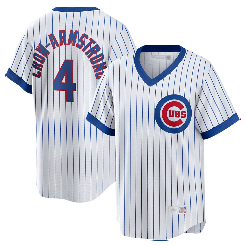 C.Cubs #4 Pete Crow-Armstrong Player White T-shirt Cooperstown Collection Limited Edoa Stitched Jerseys