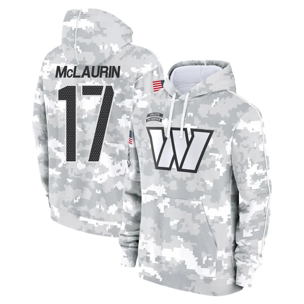 W.Commanders #17 Terry Mclaurin Player Arctic Camo Limited Salute to Service Pullover Hoodies Game Edoa Stitched Jerseys