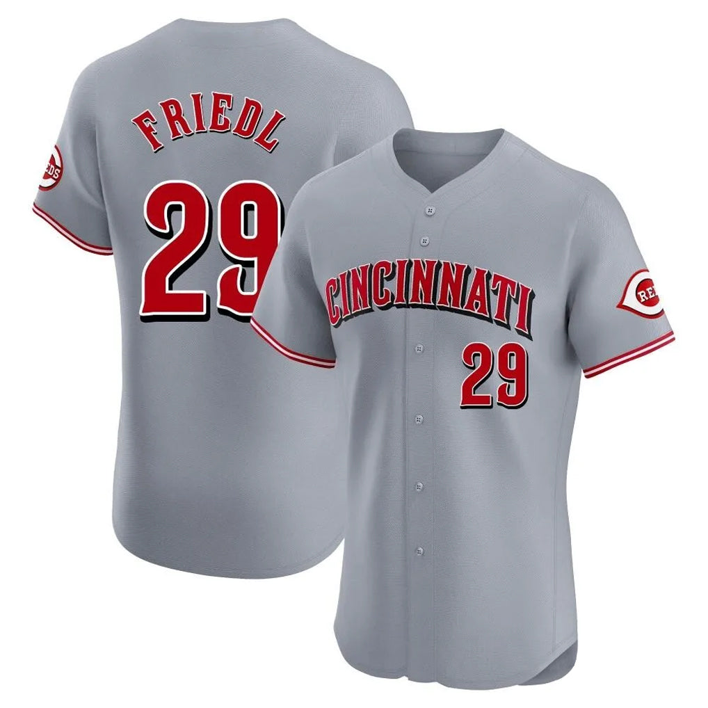C.Reds #29 TJ Friedl Player Gray Limited Elite Home Edoa Stitched Jerseys