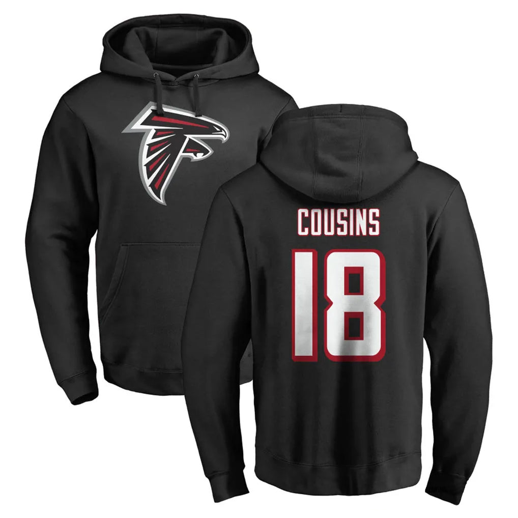 A.Falcons #18 Kirk Cousins Player Black Salute to Service Hoodies Edoa Stitched Jerseys