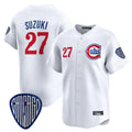 C.Cubs #27 Seiya Suzuki Player White Vapor Premier Limited Home Edoa Stitched Jerseys