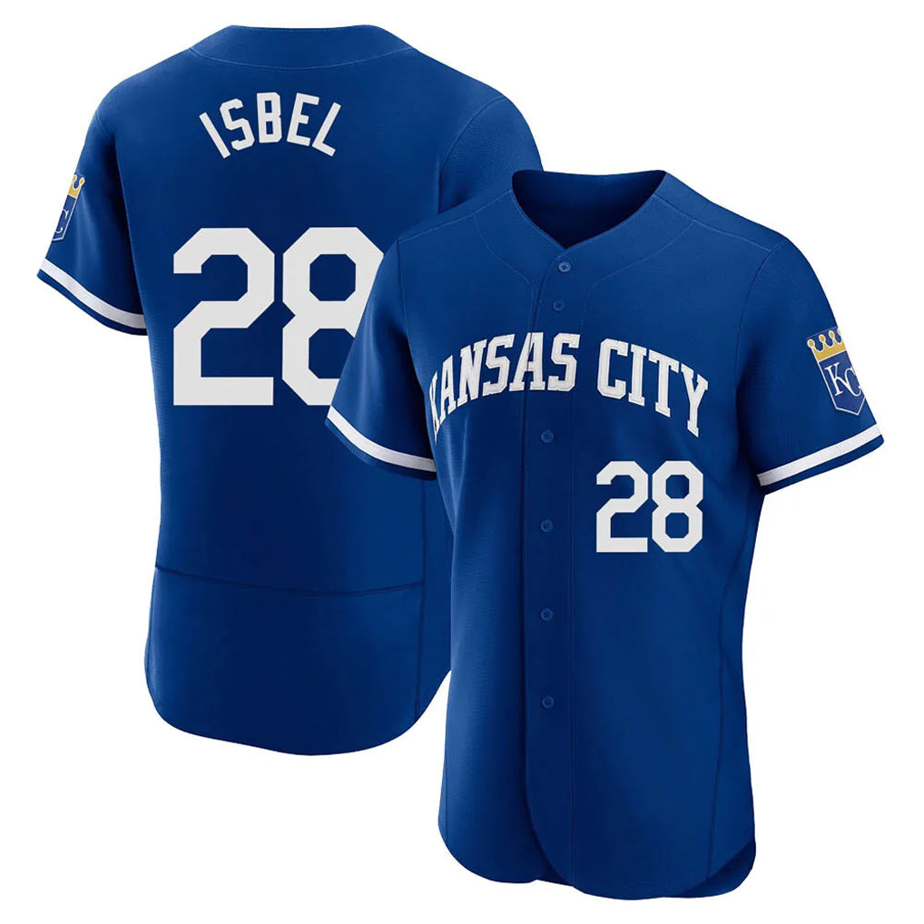 KC.Royals #28 Kyle Isbel Player Royal City Connect Limited Elite Home Game Edoa Stitched Jerseys