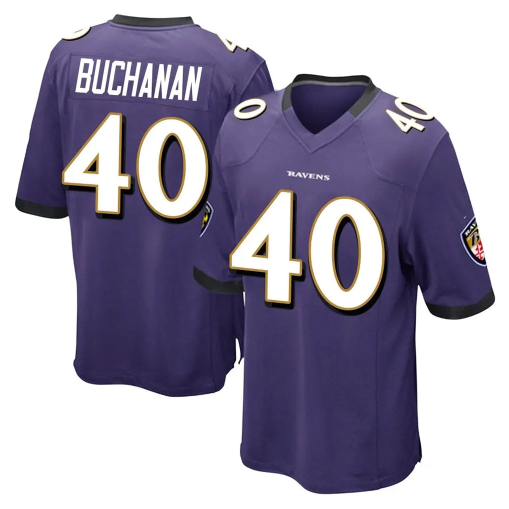 B.Ravens #40 Teddye Buchanan Player Purple Home Game Edoa Stitched Jerseys