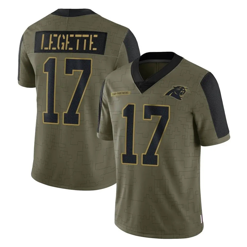 C.Panthers #17 Xavier Legette Player Olive Salute to Service Limited Game Edoa Stitched Jerseys