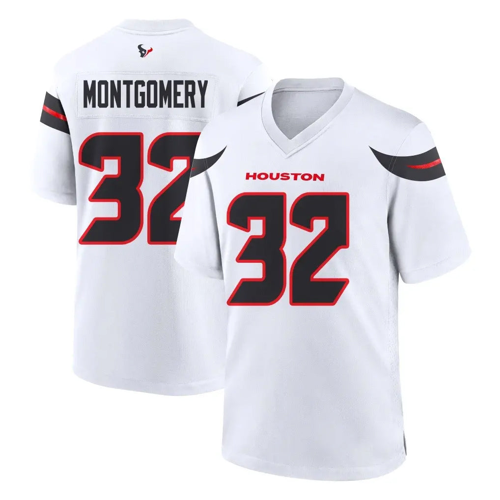 H.Texans #32 David Montgomery Player White Home Game Edoa Stitched Jerseys