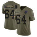 B.Bills #64 O'Cyrus Torrence Player Olive Salute To Service Limited Game Edoa Stitched Jerseys