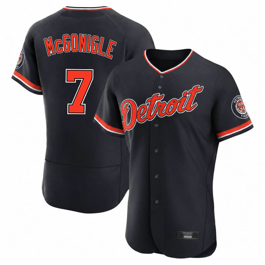 D.Tigers #7 Kevin McGonigle Player Navy Limited Elite Home Game Edoa Stitched Jerseys