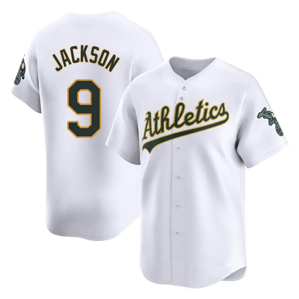 Athletics #9 Reggie Jackson Player White Limited Home Game Edoa Stitched Jerseys
