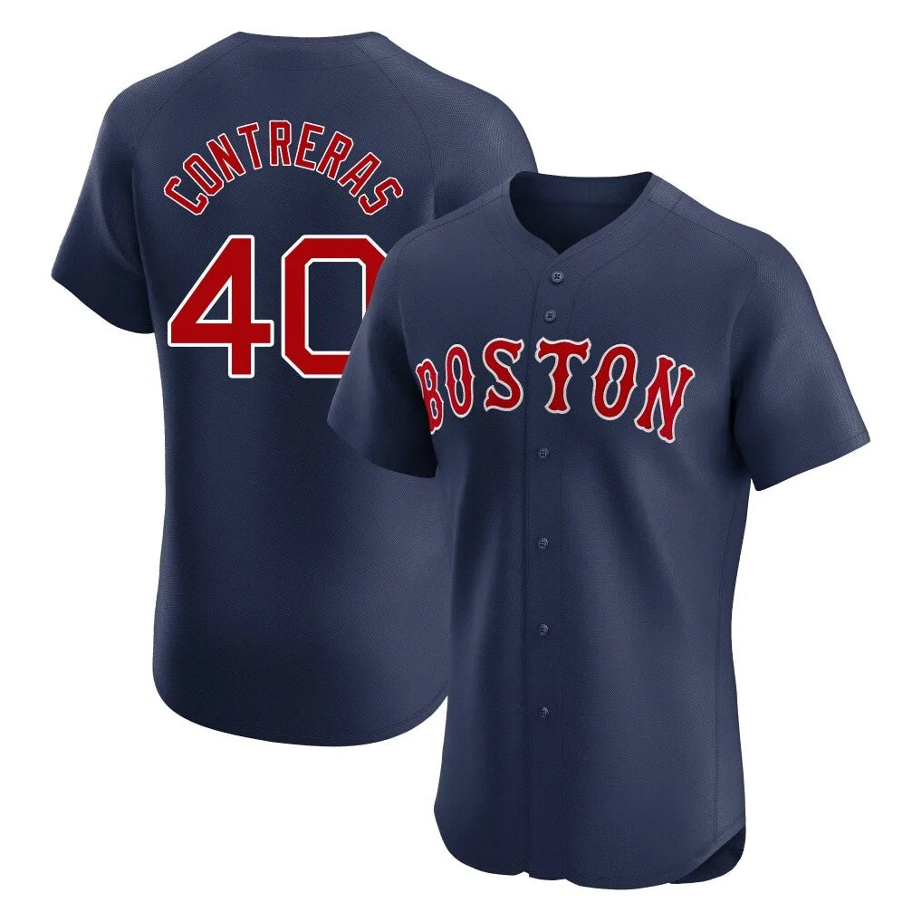 B.Red Sox #40 Willson Contreras Player Navy Limited Elite Home Game Edoa Stitched Jerseys