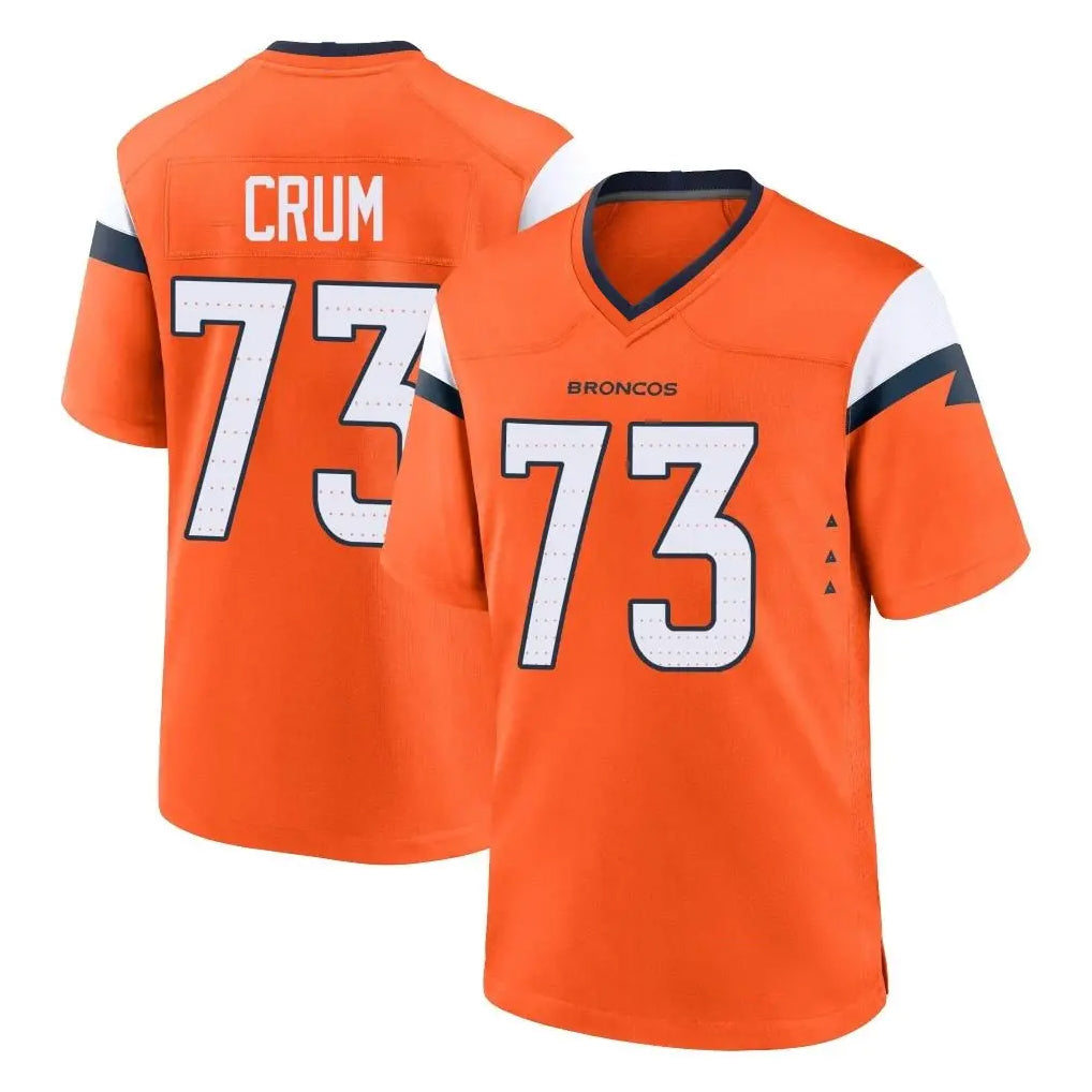 D.Broncos #73 Frank Crum Player Orange Home Game Edoa Stitched Jerseys