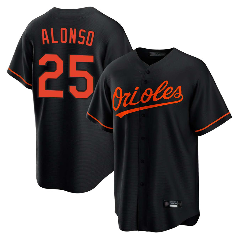 B.Orioles #25 Pete Alonso Player Black Home Game Edoa Stitched Jerseys