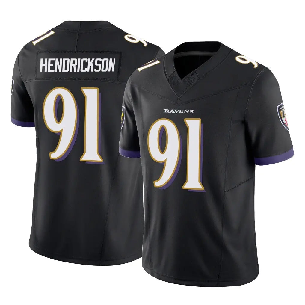 B.Ravens #91 Trey Hendrickson Player Black Vapor F.U.S.E. Limited Edoa Stitched Jerseys