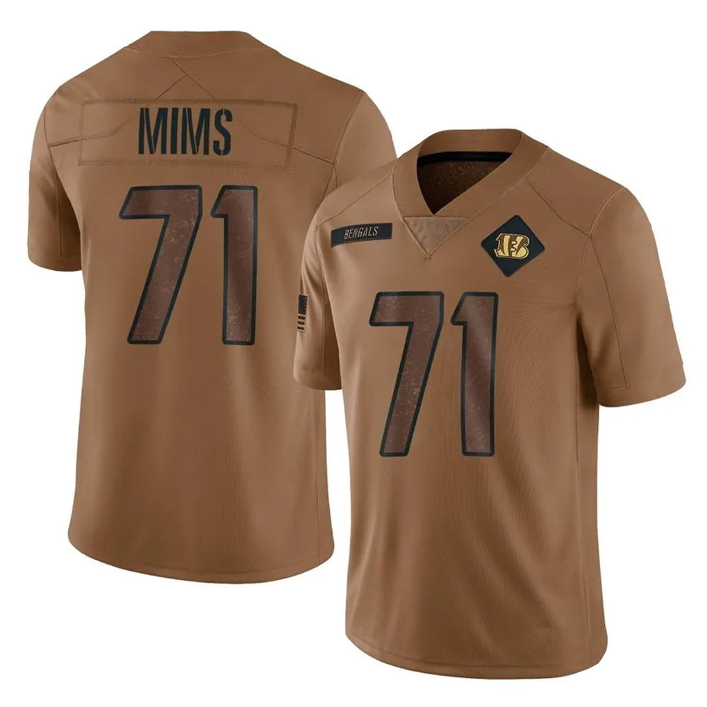 C.Bengals #71 Amarius Mims Player Brown Salute to Service Limited Edoa Stitched Jerseys