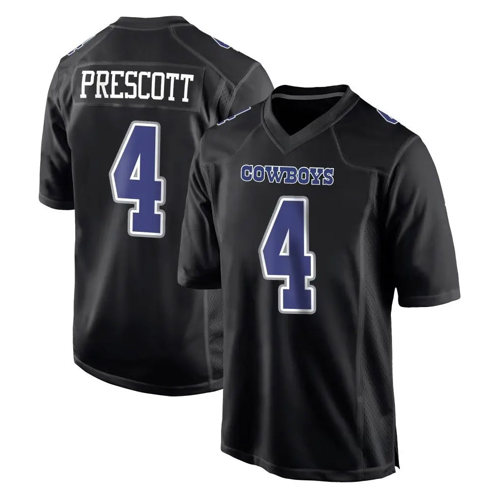 D.Cowboys #4 Dak Prescott Player Carbon Black Fashion Home Game Edoa Stitched Jerseys