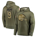 C.Browns #9 Grant Delpit Player Olive Salute to Service Pullover Hoodies Home Game Edoa Stitched Jerseys