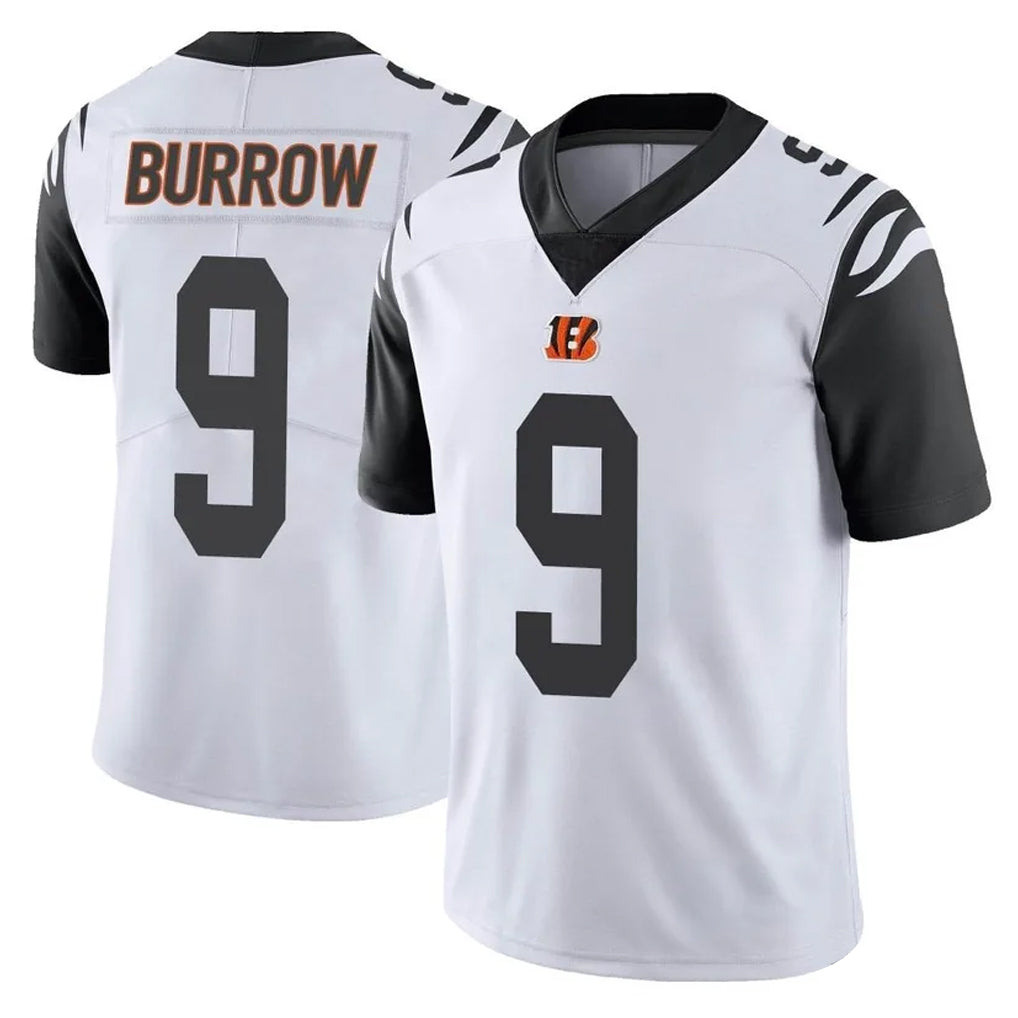 C.Bengals #9 Joe Burrow Player White Color Rush Vapor Untouchable Limted Home Game Edoa Stitched Jerseys