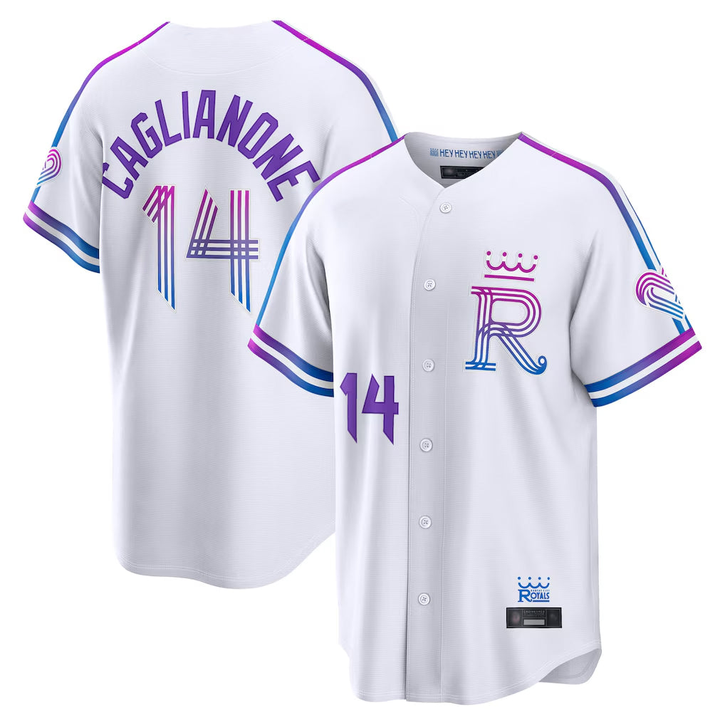 KC.Royals #14 Jac Caglianone Player White 2026 City Connect Limited Home Edoa Stitched Jerseys