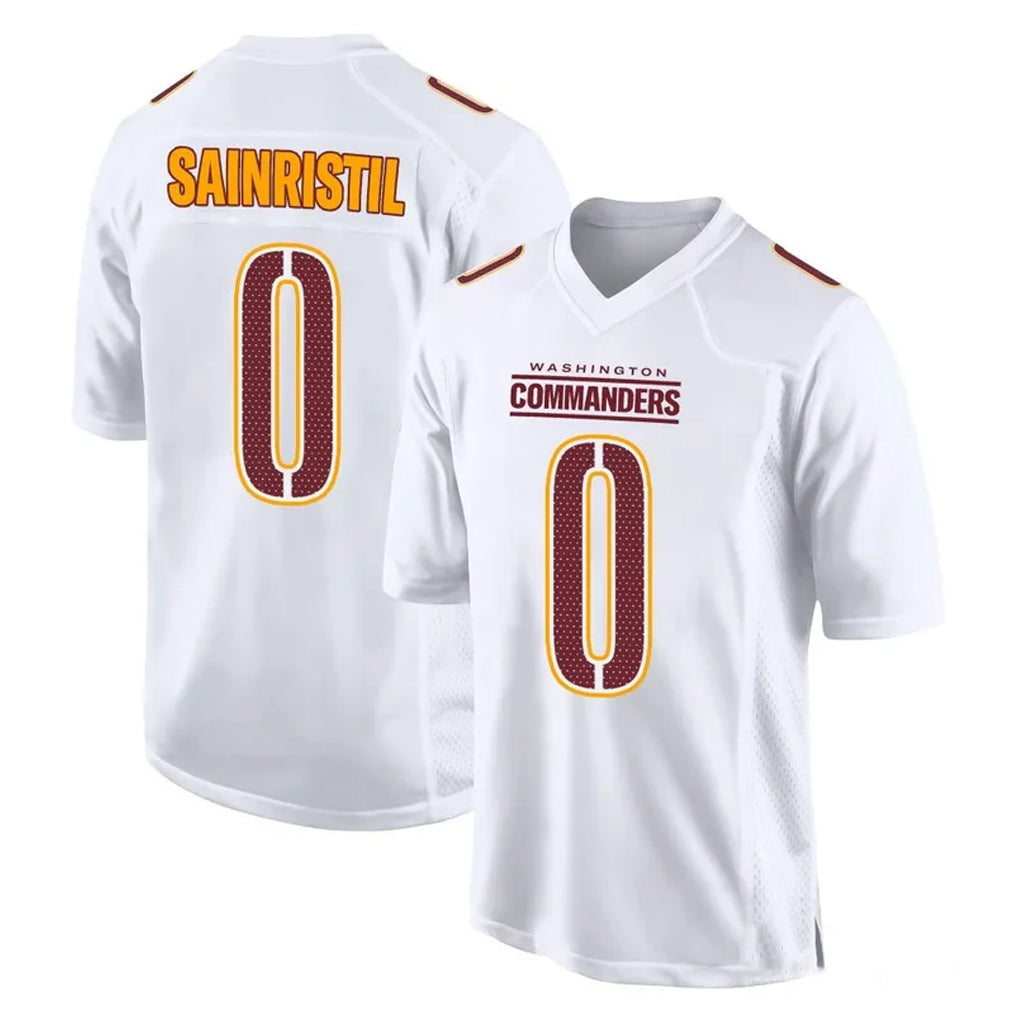 W.Commanders #0 Mike Sainristil Player White Tundra Fashion Home Game Edoa Stitched Jerseys