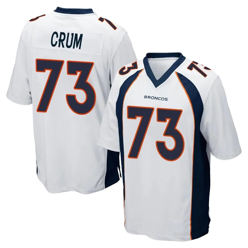 D.Broncos #73 Frank Crum Player White Game Edoa Stitched Jerseys
