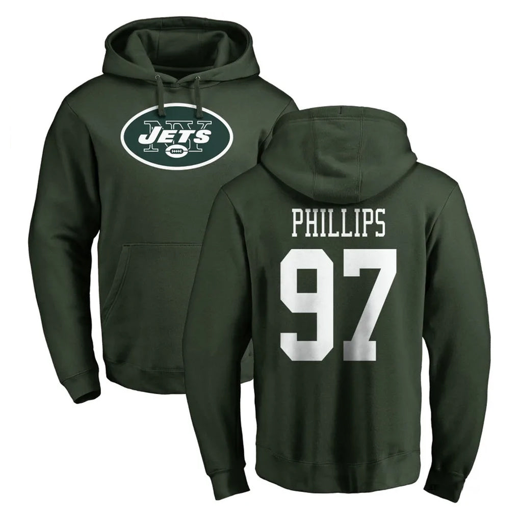 NY.Jets #97 Harrison Phillips Player Green LOGO Pullover Hoodies Limited Game Edoa Stitched Jerseys