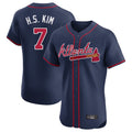 A.Braves #7 Ha-Seong Kim Player Navy Limited Elite Home Game Edoa Stitched Jerseys