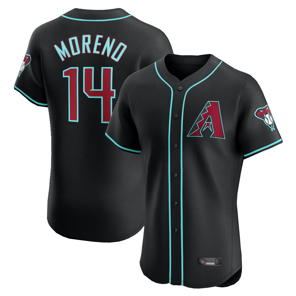 A.Diamondbacks #14 Gabriel Moreno Player Black Limited Elite Home Game Edoa Stitched Jerseys