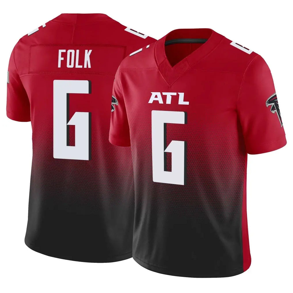 A.Falcons #6 Nick Folk Player Red Vapor F.U.S.E. Limited Home Game Edoa Stitched Jerseys