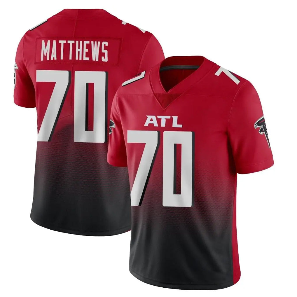 A.Falcons #70 Jake Matthews Player Red Vapor Untouchable Limited Home Game Edoa Stitched Jerseys