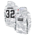 C.Browns #32 Jim Brown Player Arctic Camo Salute to Service Hoodies Limited Game Edoa Stitched Jerseys
