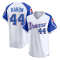 A.Braves #44 Hank Aaron Player White Throwback Cooperstown Collection T-shirt Game Edoa Stitched Jerseys