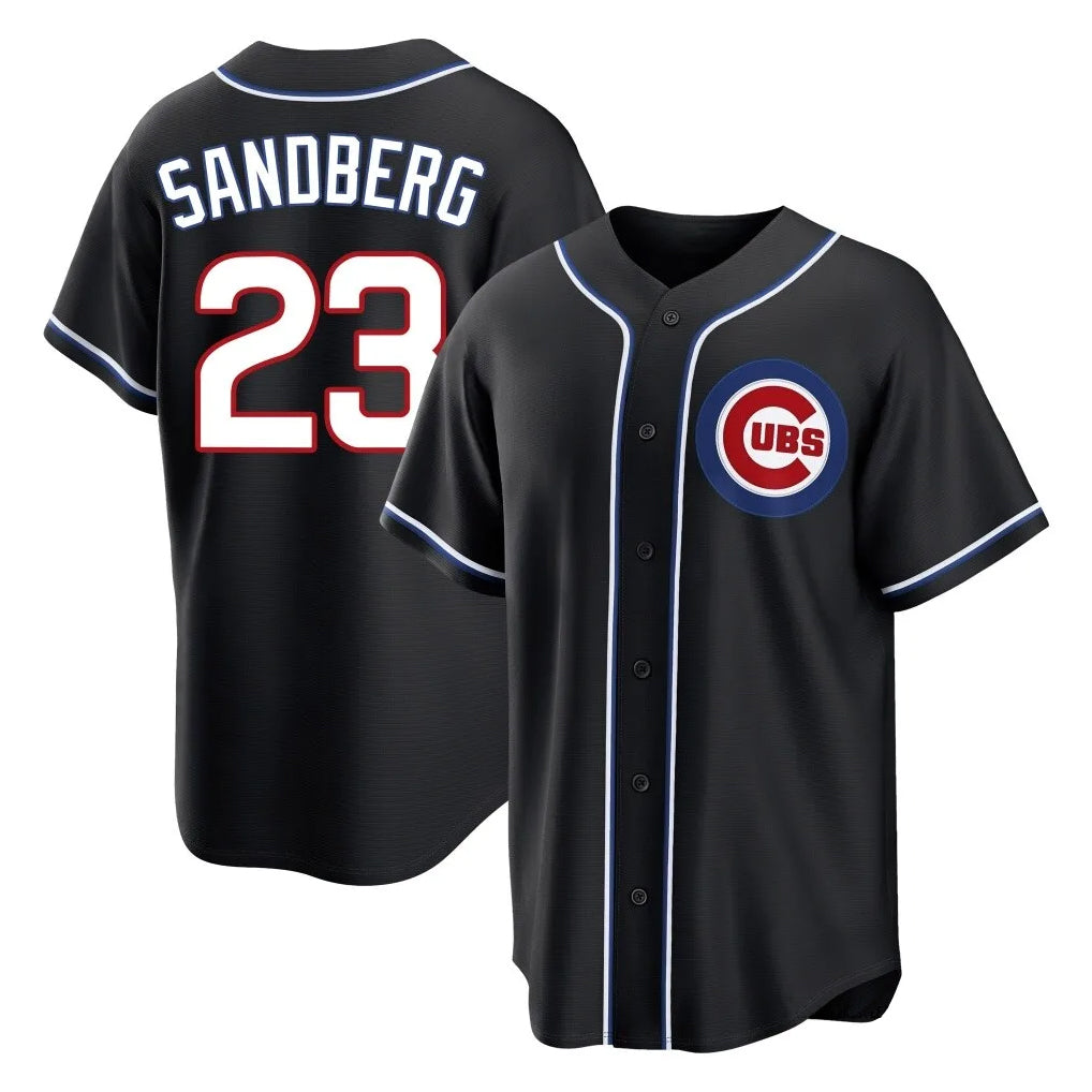 C.Cubs #23 Ryne Sandberg Player Black Fashion Out Game Edoa Stitched Jerseys