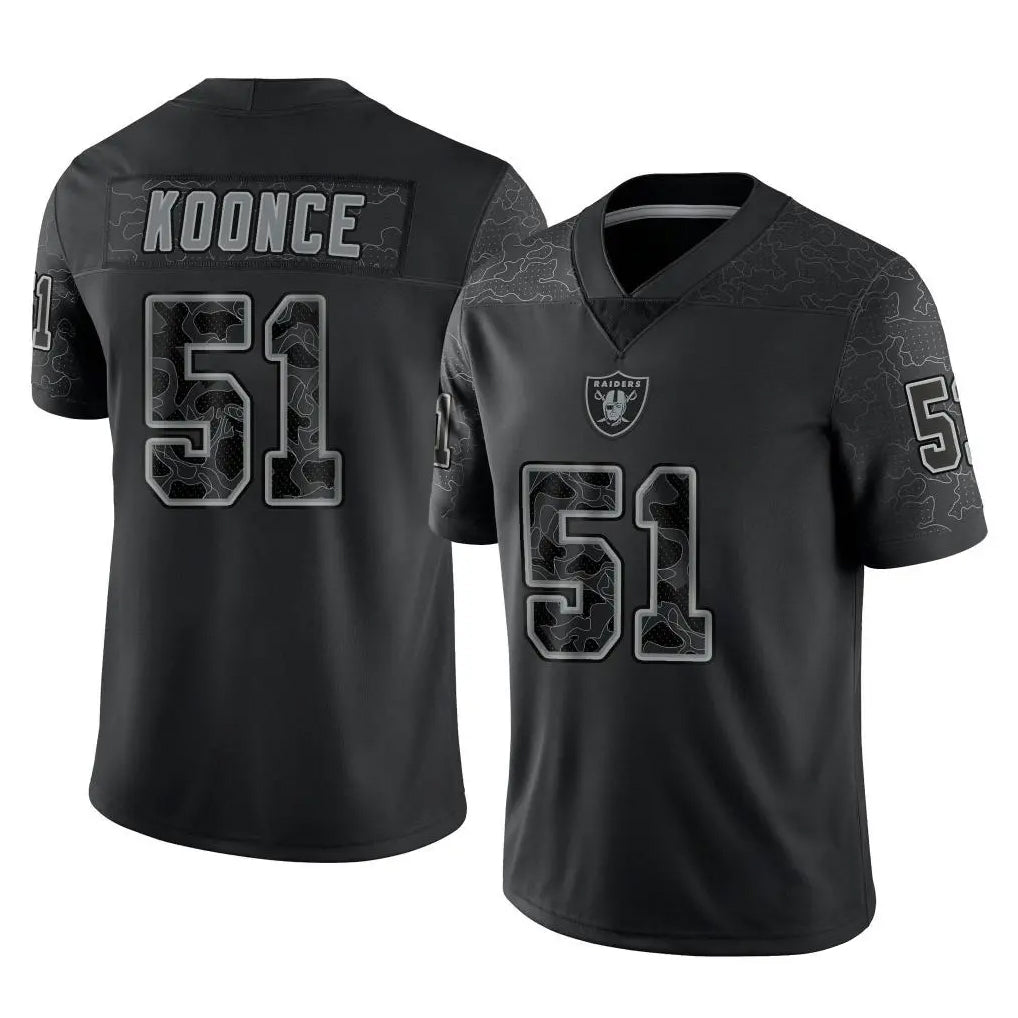 LV.Raiders #51 Malcolm Koonce Player Black Reflective Limited Game Edoa Stitched Jerseys