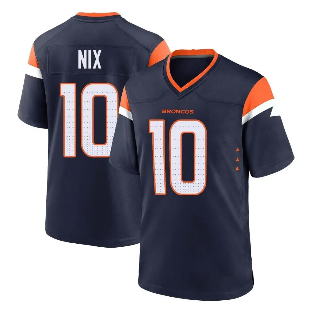 D.Broncos #10 Bo Nix Player Navy Home Game Edoa Stitched Jerseys