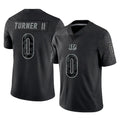 C.Bengals #0 DJ Turner II Player Black Reflective Limited Game Edoa Stitched Jerseys