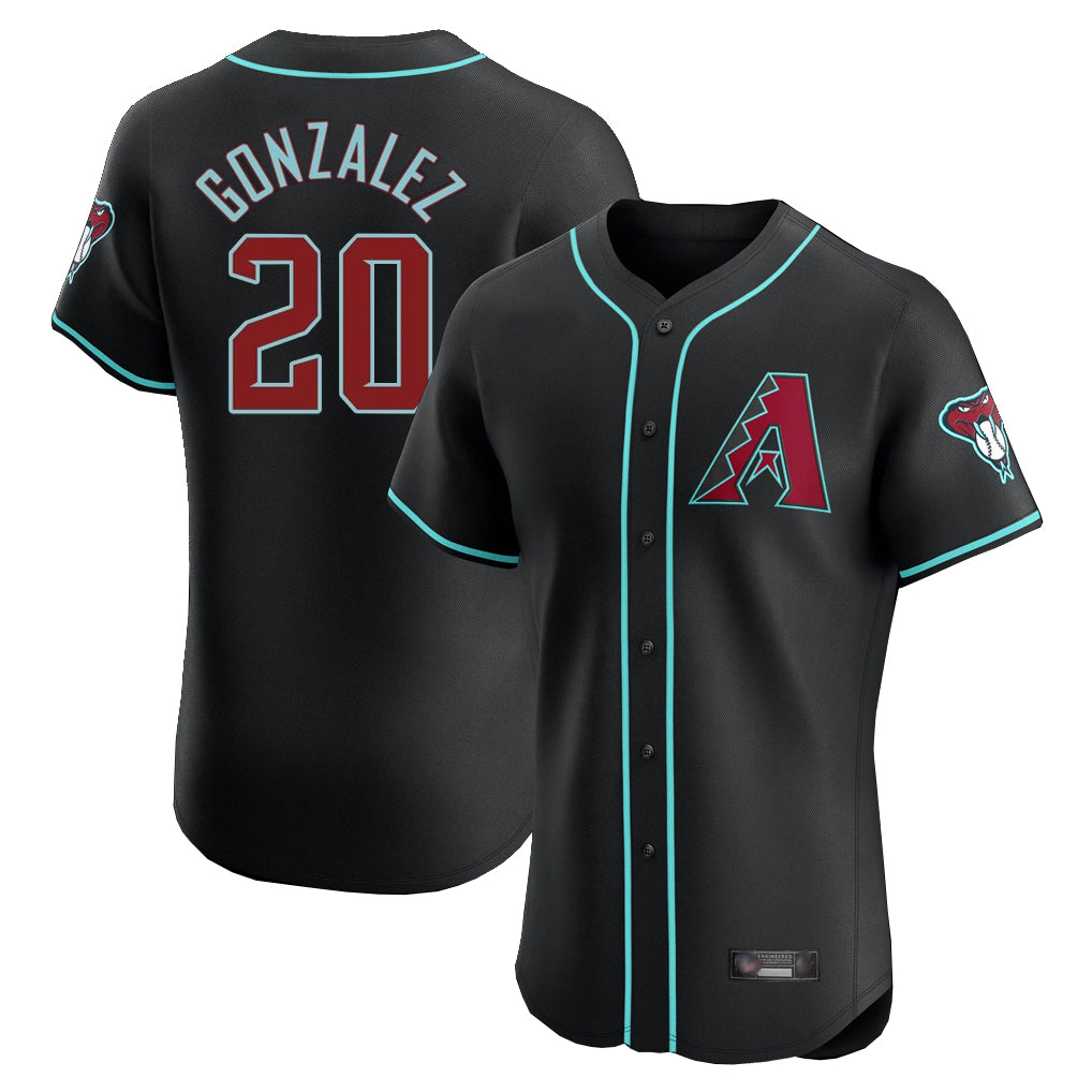 A.Diamondbacks #20 Luis Gonzalez Player Black Limited Elite Home Game Edoa Stitched Jerseys