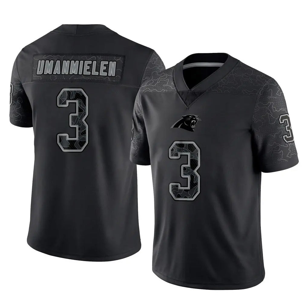C.Panthers #3 Princely Umanmielen Player Black Limited Reflective Game Edoa Stitched Jerseys