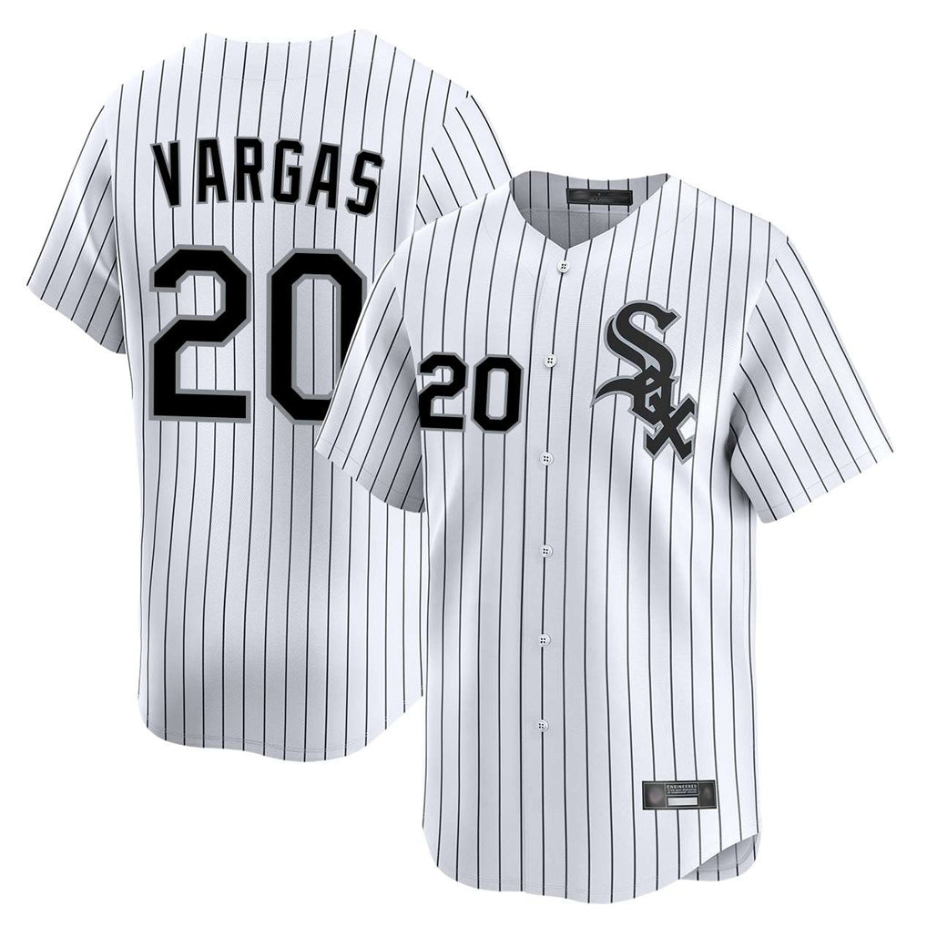 C.White Sox #20 Miguel Vargas Player White Stripe Limited Home Edoa Stitched Jerseys