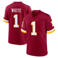 W.Commanders #1 Rachaad White Player Burgundy Game Home Edoa Stitched Jerseys