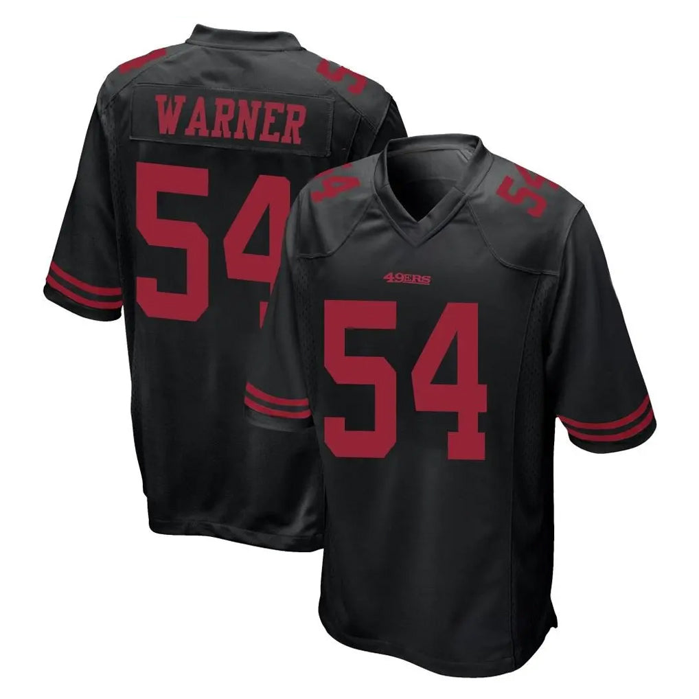 SF.49ers #54 Fred Warner Player Black Alternate Home Game Edoa Stitched Jerseys