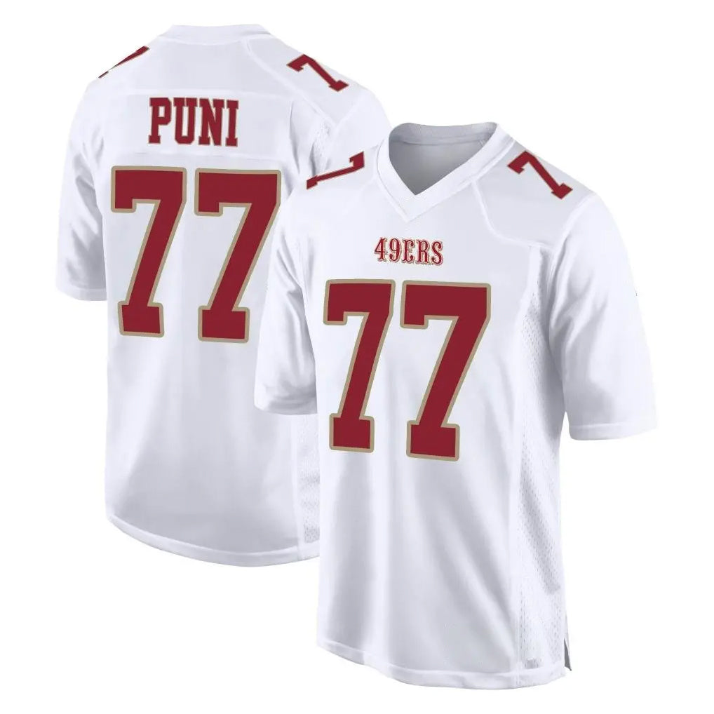 SF.49ers #77 Dominick Puni Player White Fashion Home Game Edoa Stitched Jerseys