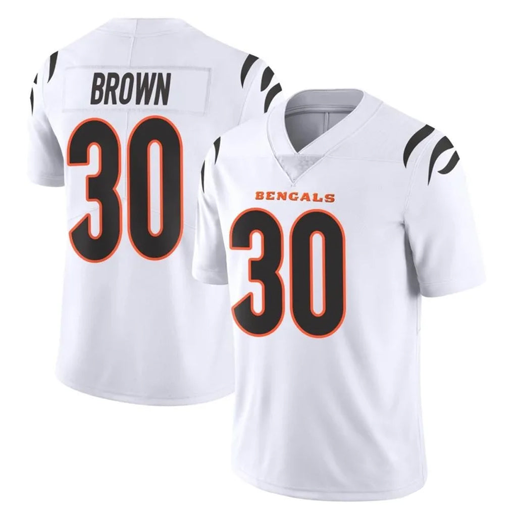 C.Bengals #30 Chase Brown Player White Vapor Untouchable Limited Home Game Edoa Stitched Jerseys