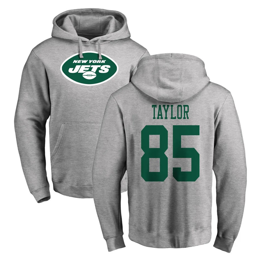 NY.Jets #85 Mason Taylor Player Gray LOGO Pullover Hoodies Limited Game Edoa Stitched Jerseys