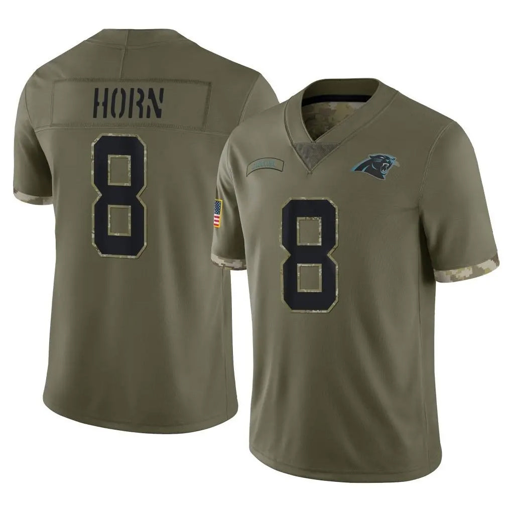 C.Panthers #8 Jaycee Horn Player Olive Salute to Service Game Edoa Stitched Jerseys