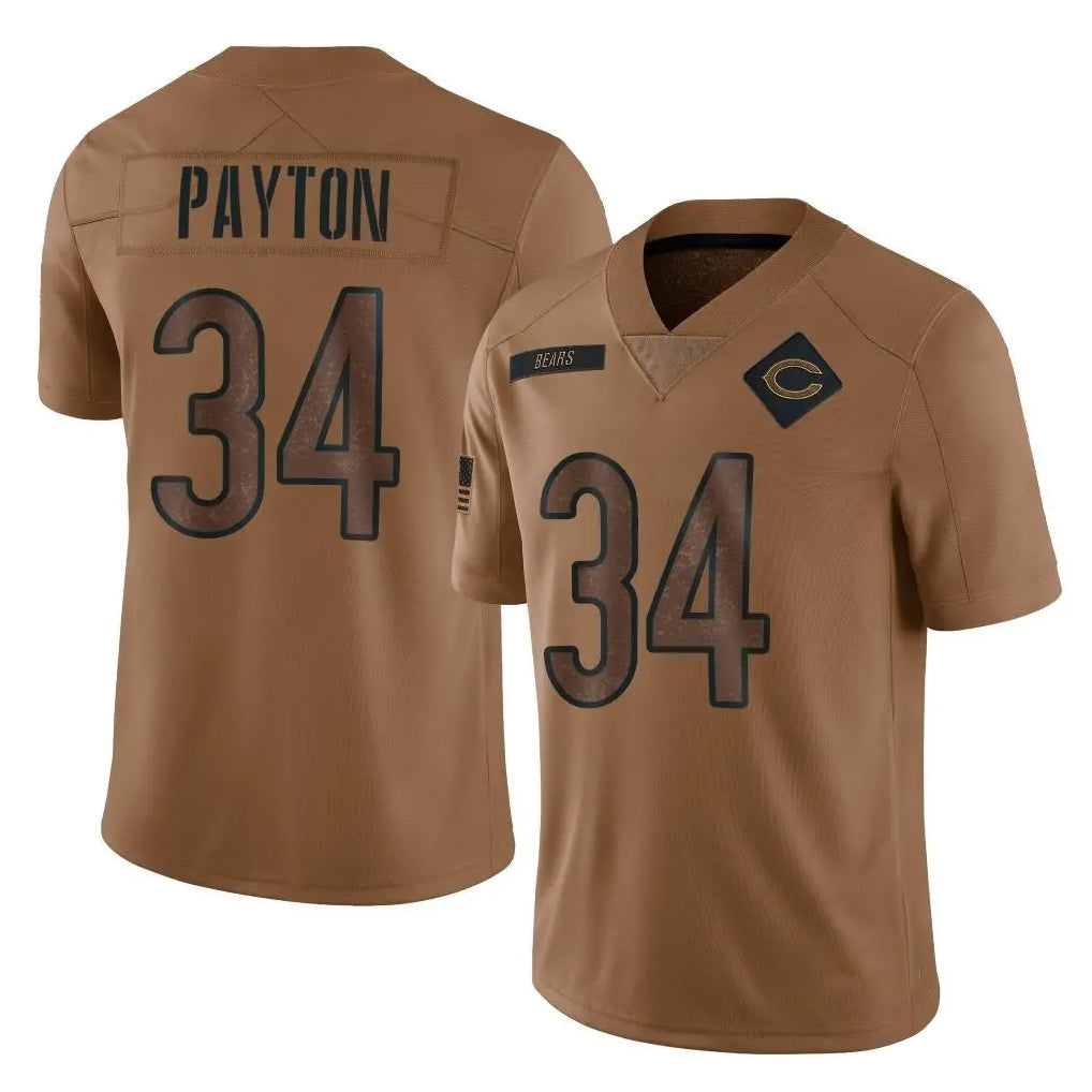C.Bears #34 Walter Payton Player Brown Salute to Service Limited Edoa Stitched Jerseys